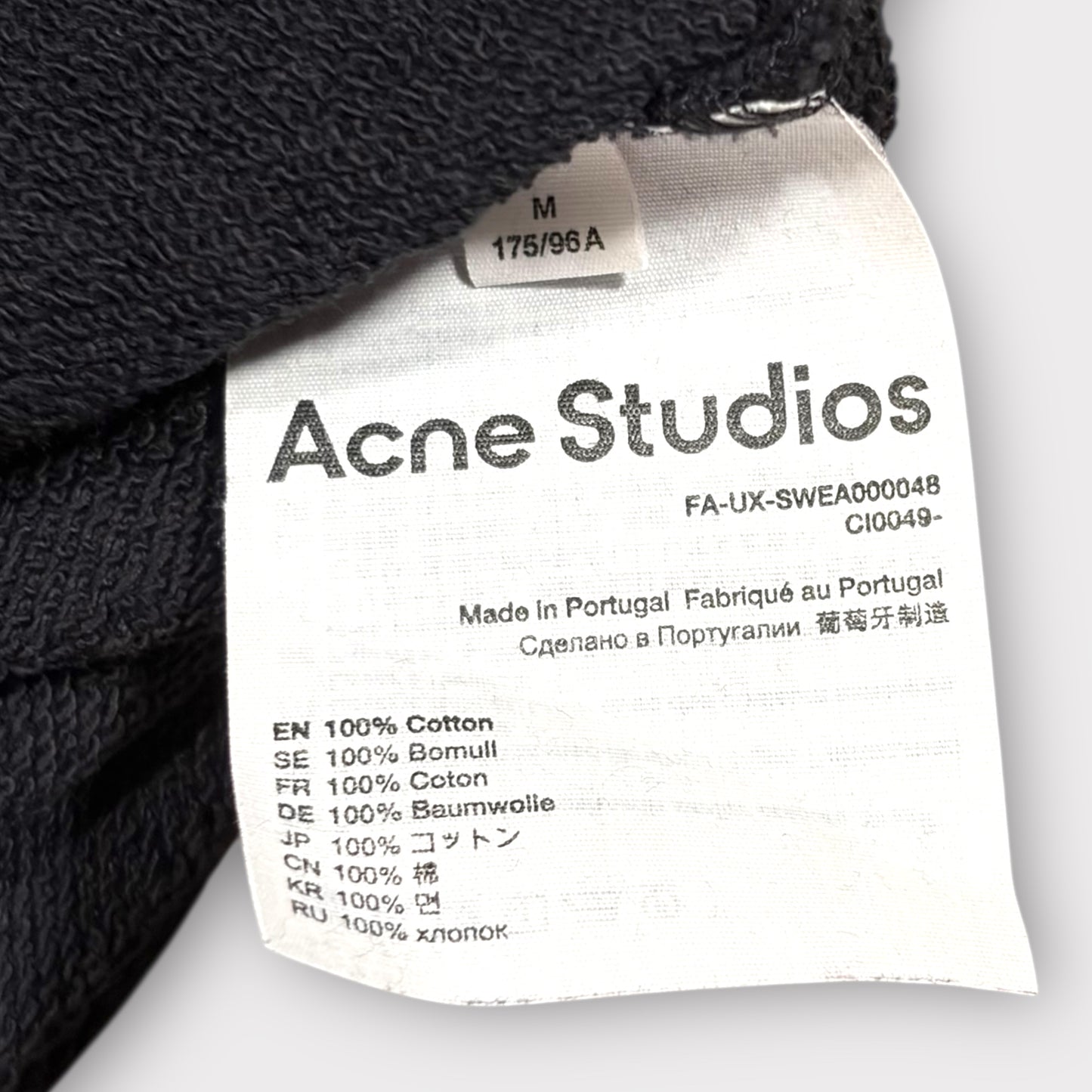 ACNE STUDIOS BLACK CREW NECK SWEATSHIRT (M)