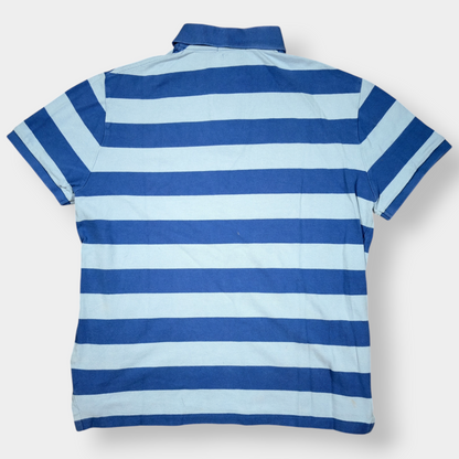 RALPH LAUREN | VINTAGE BLUE STRIPED SLIM FIT POLO SHIRT (L)