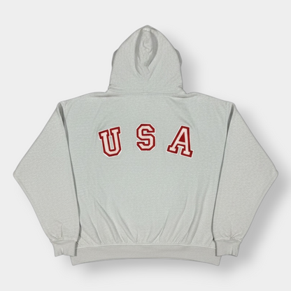 RALPH LAUREN CHAPS | 1990s VINTAGE GREY ZIP UP USA FLEECE (M)