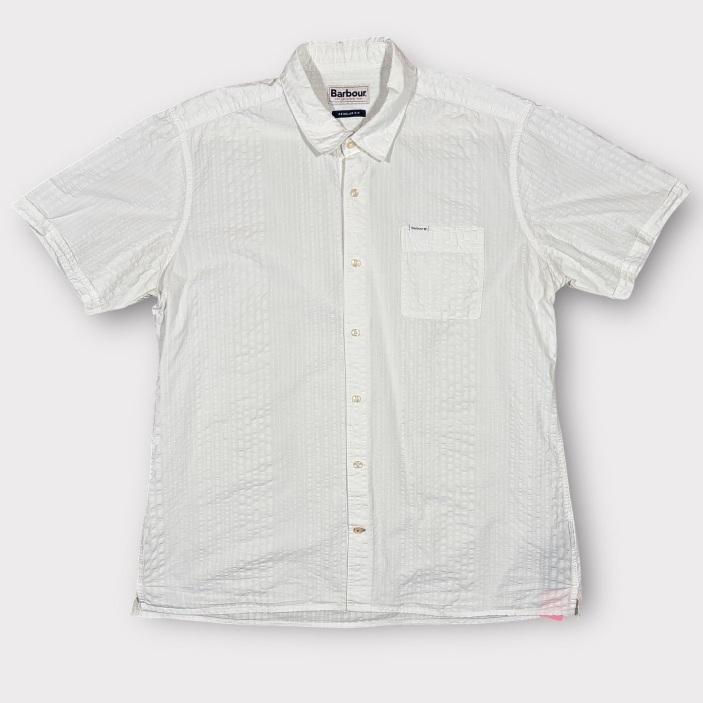 BARBOUR SHORT SLEEVE LINEN SHIRT (L)