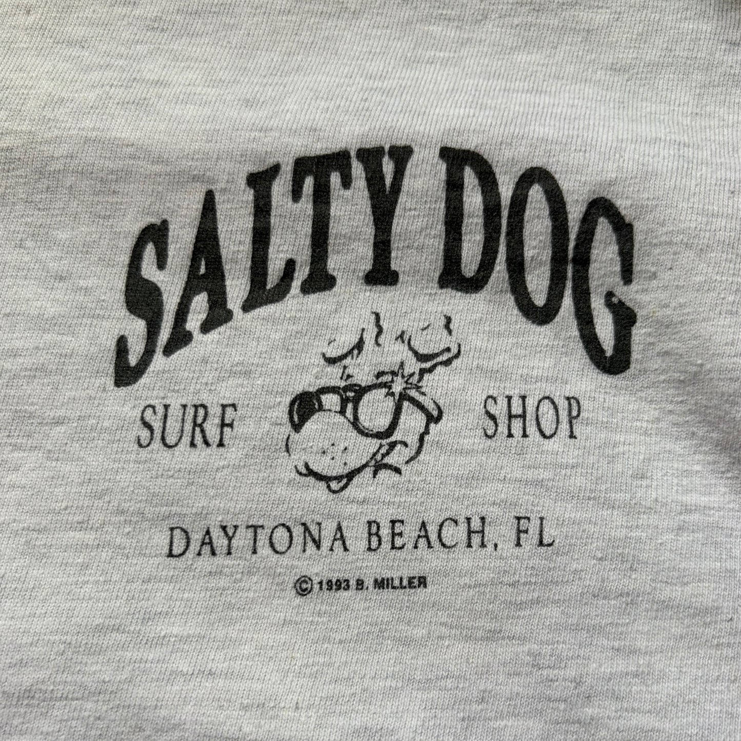 SALTY DOG SURF SHOP 1993 SINGLE STITCH T SHIRT (M)