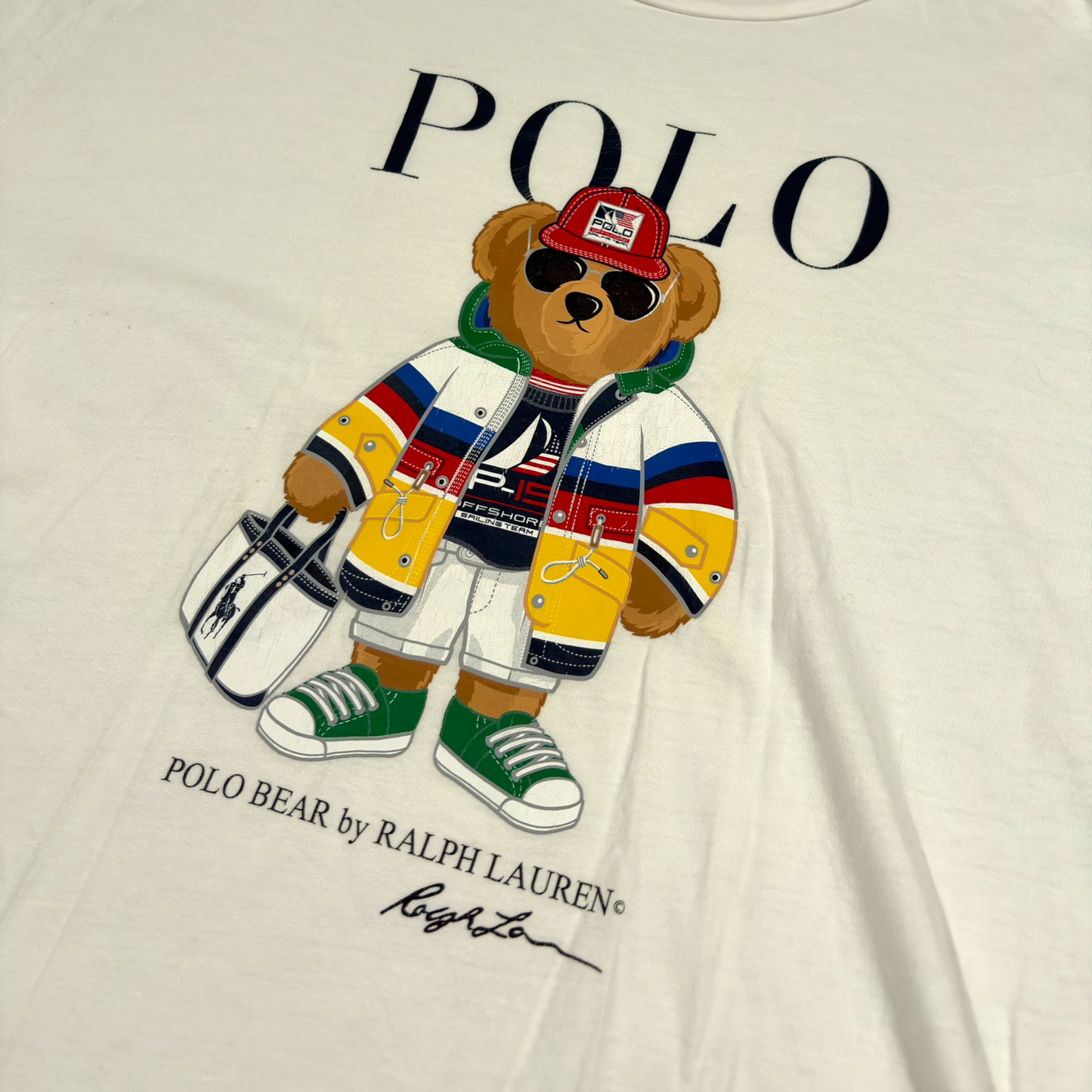 RALPH LAUREN | POLO TEDDY BEAR GRAPHIC WHITE TEE (XL)