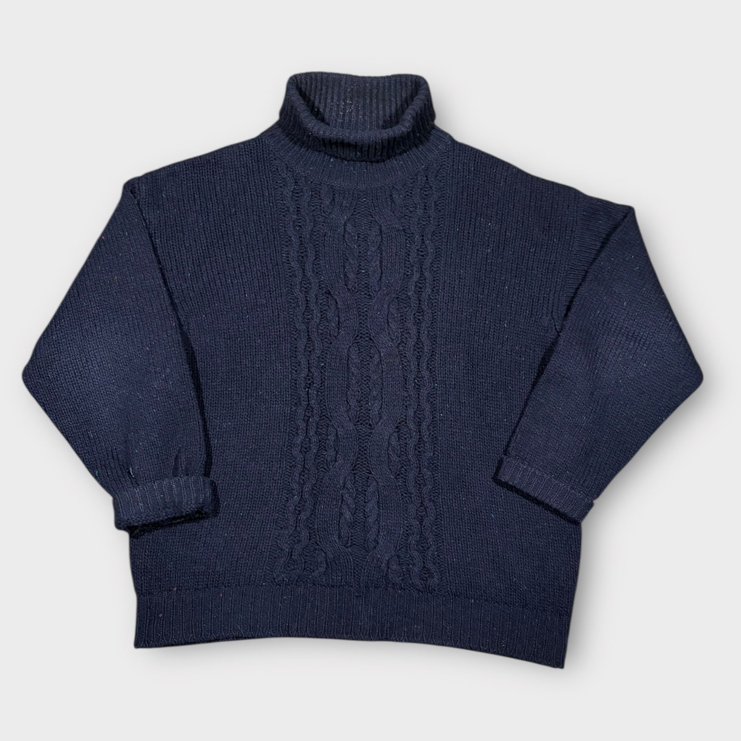 BENETTON 90s CABLE KNIT ROLL NECK (XL)