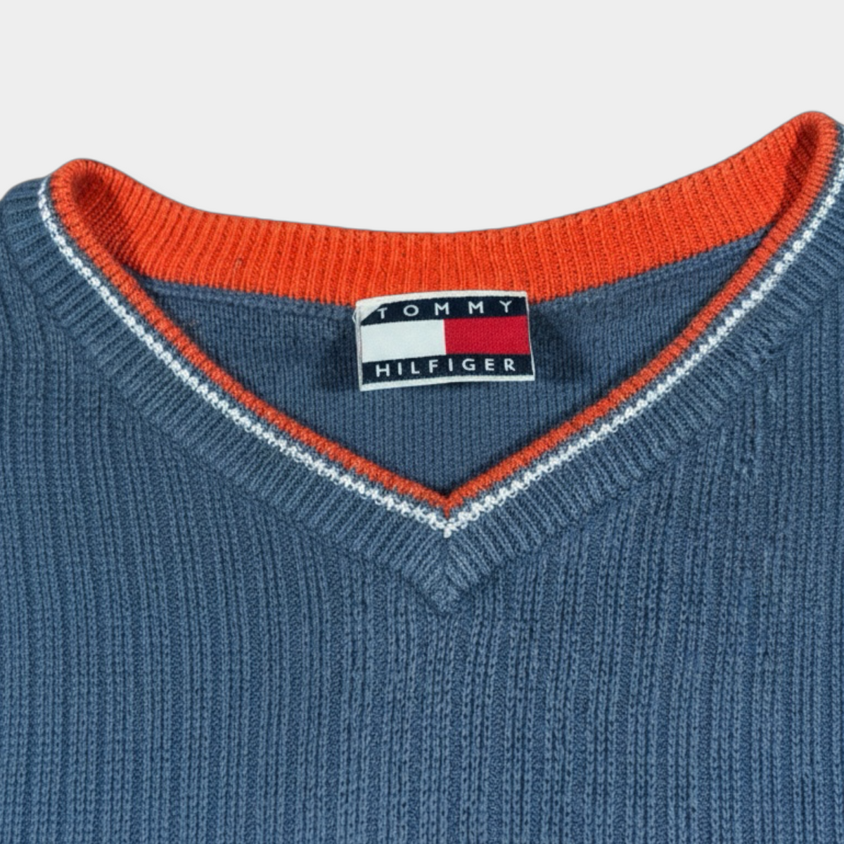 TOMMY HILFIGER | 90s BLUE RIBBED SWEATSHIRT (S)