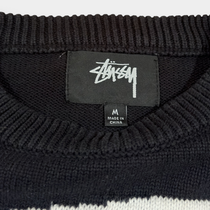 STUSSY | RARE BLACK KNITTED 'CURLY S' JUMPER (M)