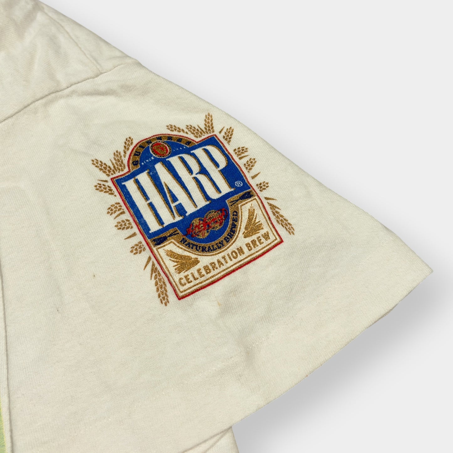 SCREEN STARS | 1990s PAUL MCGRATH HARP GUINNESS 1990s WORLD CUP SINGLE STITCH TEE (L)