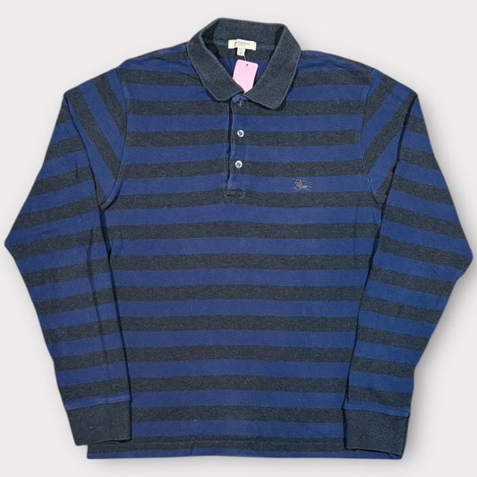 BURBERRY 90s VINTAGE LONG SLEEVE POLO SHIRT (M)