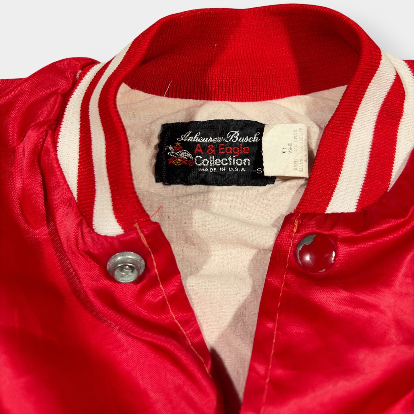 BUDWEISER | 1970s VINTAGE RED VARSITY JACKET (S)