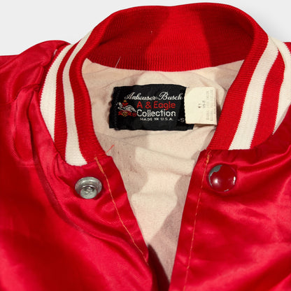 BUDWEISER | 1970s VINTAGE RED VARSITY JACKET (S)