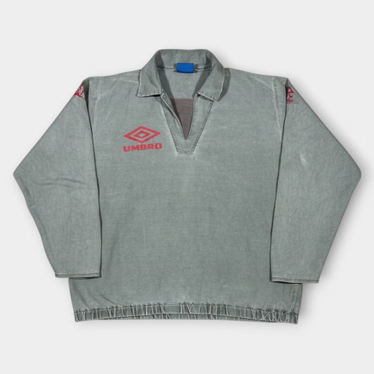 UMBRO | 1990s VINTAGE PRO TRAINING DRILL PULLOVER TOP IN GREY (XL)
