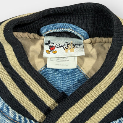 DISNEY | 1990s MICKEY MOUSE DENIM VARSITY JACKET (L)