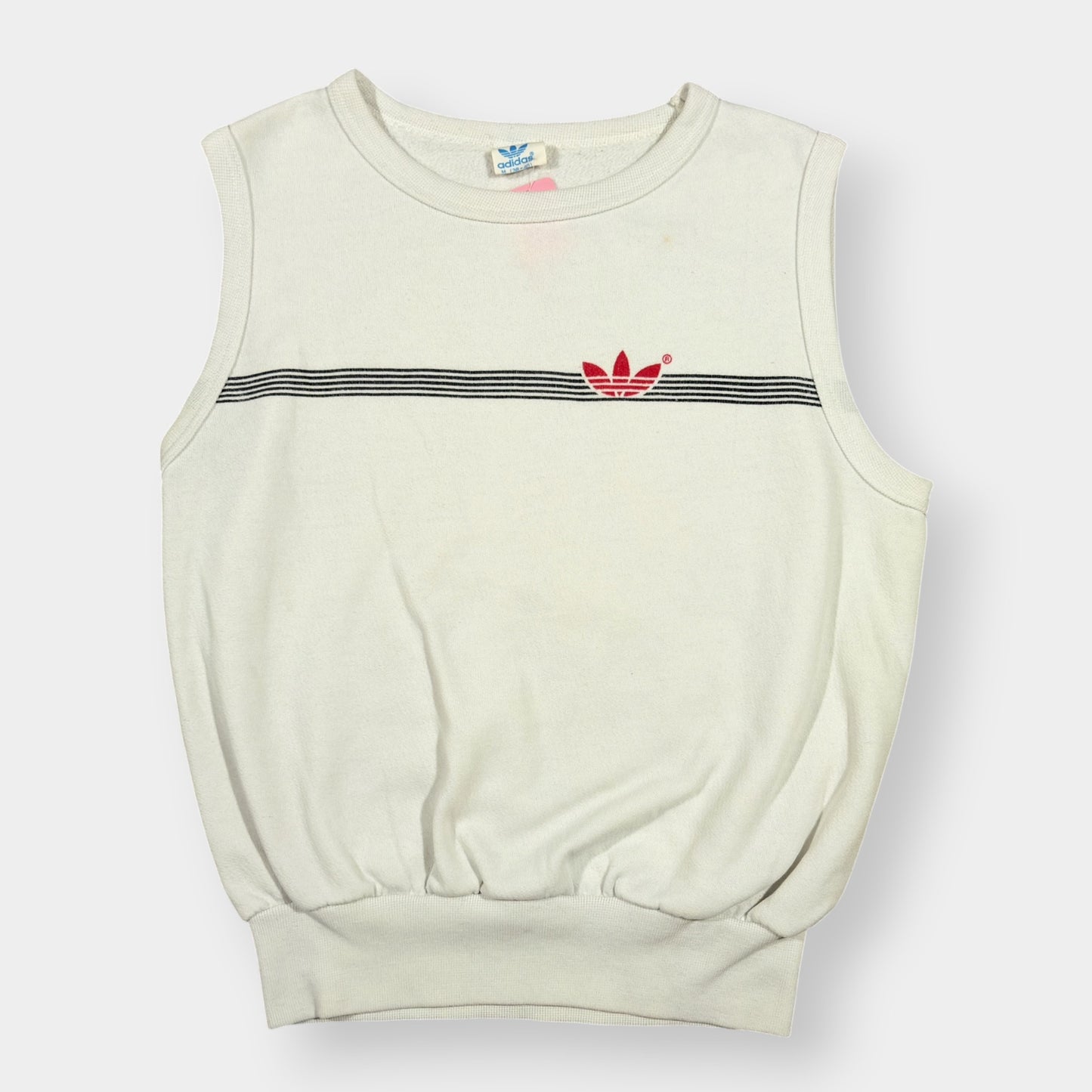 ADIDAS | 1990s VINTAGE TREFOIL CREAM SWEATER VEST (M)