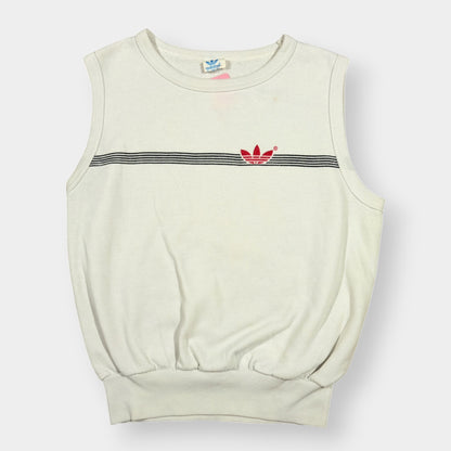 ADIDAS | 1990s VINTAGE TREFOIL CREAM SWEATER VEST (M)