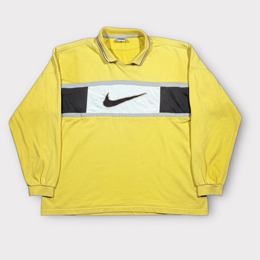 NIKE 1990s SWOOSH LONG SLEEVE RUGBY SHIRT (L)