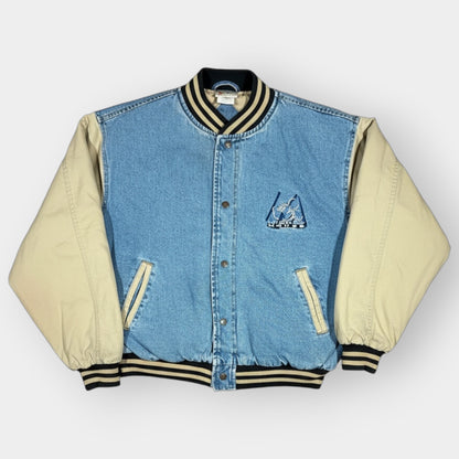 DISNEY | 1990s MICKEY MOUSE DENIM VARSITY JACKET (L)