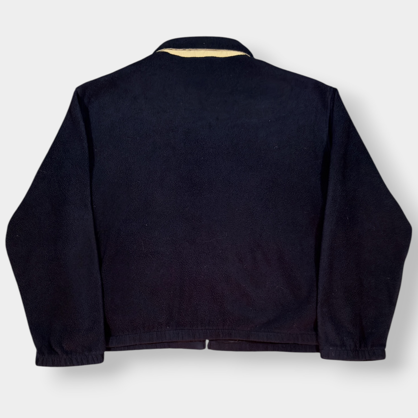 RALPH LAUREN | 1990s VINTAGE NAVY BLUE FLEECED BOMBER JACKET (XL)