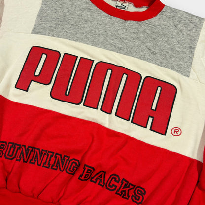 PUMA | 1980s VINTAGE RED COLOUR BLOCK SPELLOUT SWEATSHIRT (S)