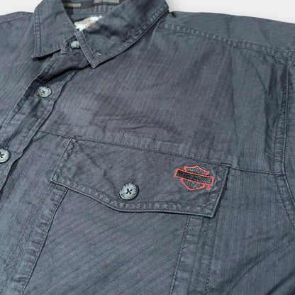 HARLEY DAVIDSON | BLACK LONG SLEEVE EMBROIDERED VINTAGE SHIRT (XL)