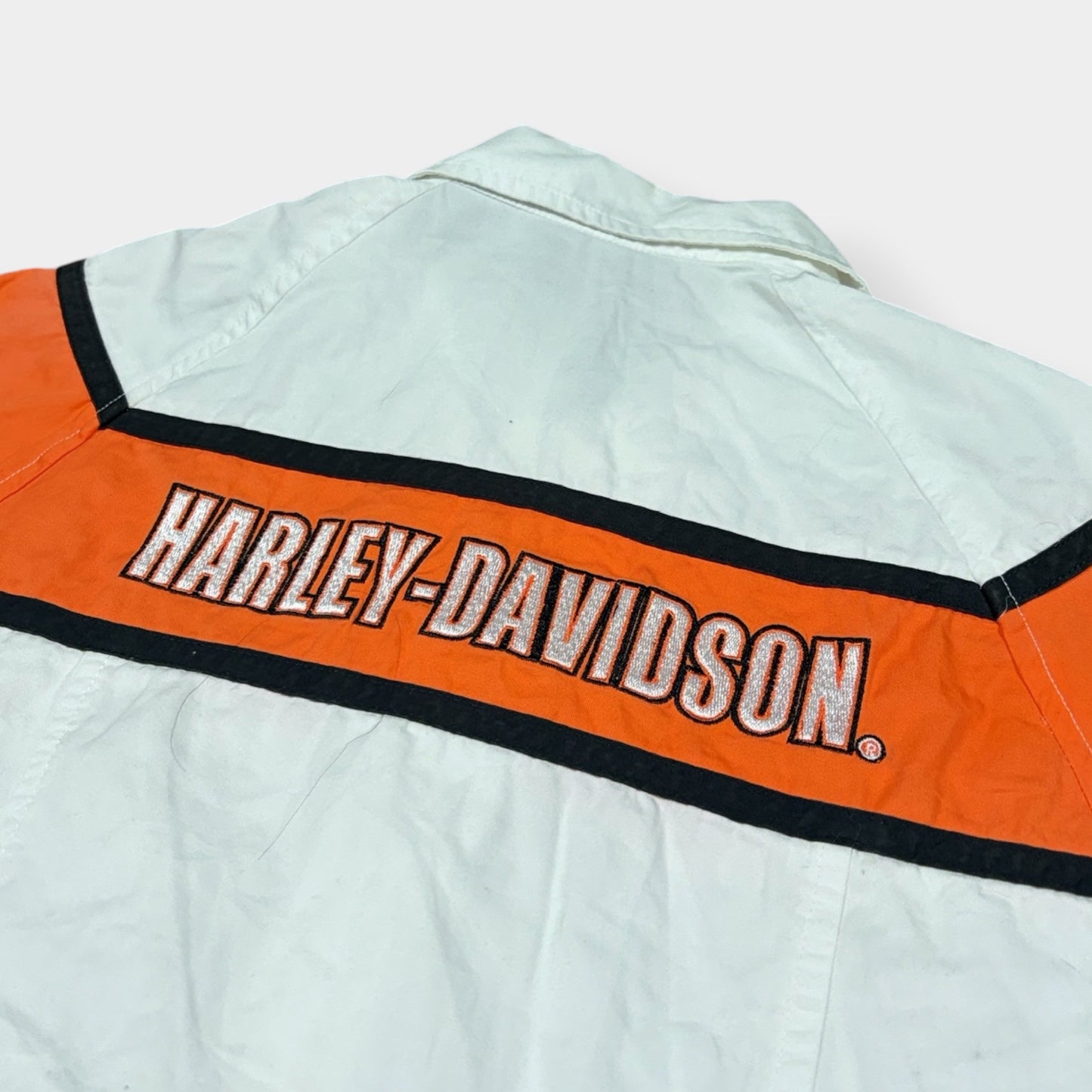 HARLEY DAVIDSON | VINTAGE SHORT SLEEVE ZIP UP SHIRT (S)