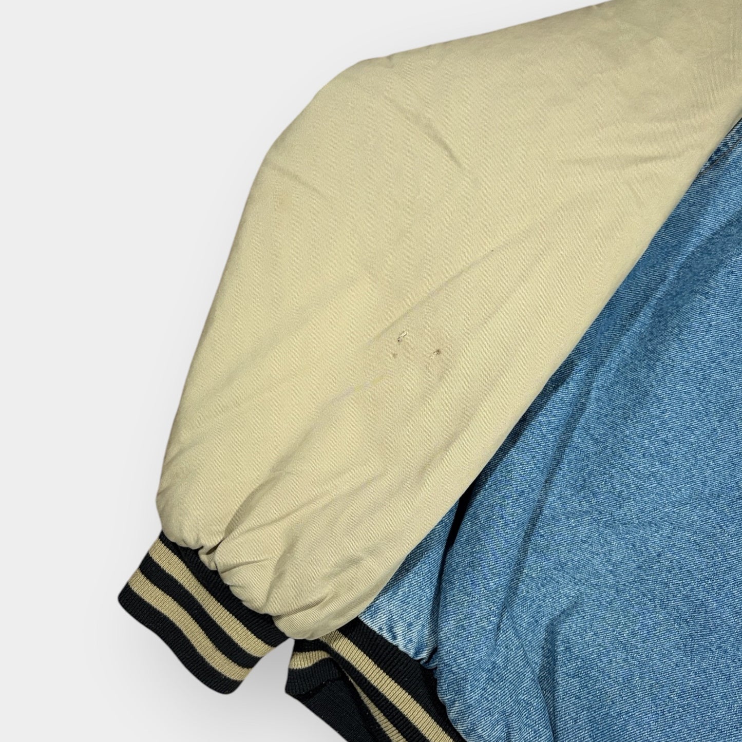 DISNEY | 1990s MICKEY MOUSE DENIM VARSITY JACKET (L)