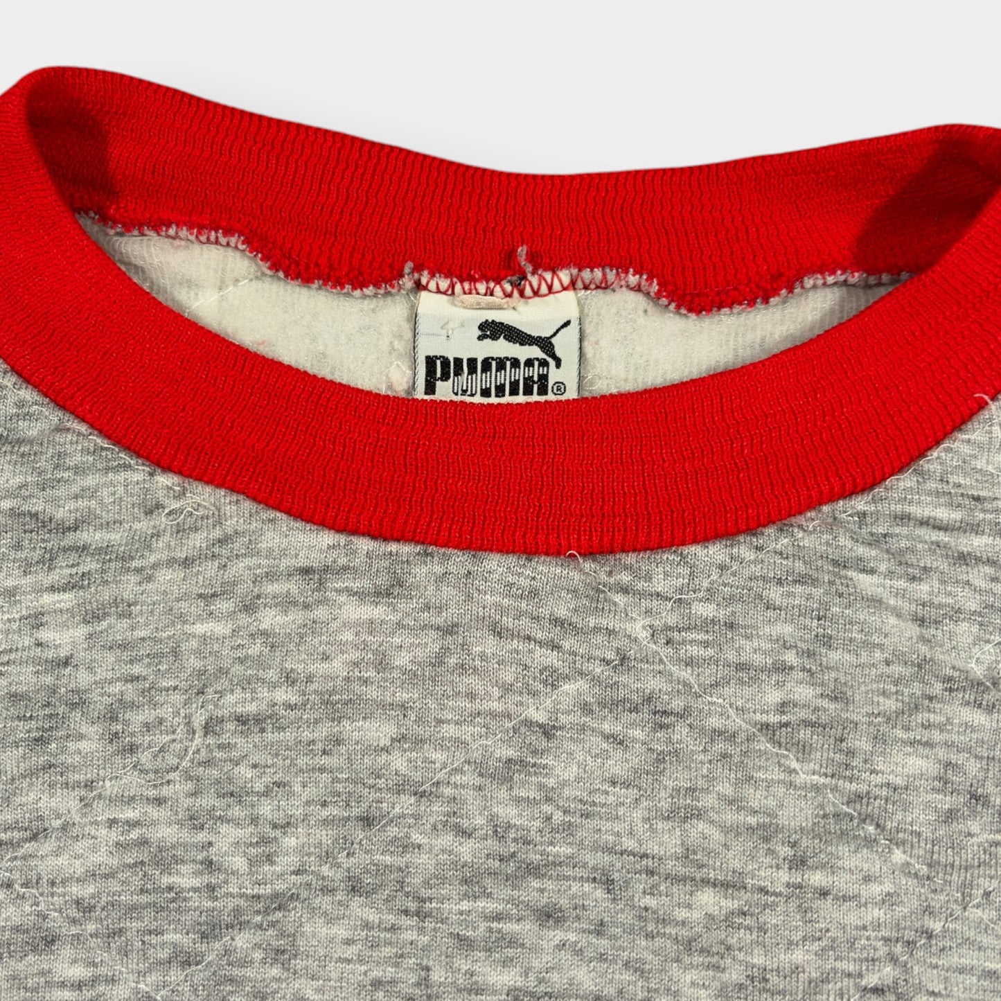 PUMA | 1980s VINTAGE RED COLOUR BLOCK SPELLOUT SWEATSHIRT (S)