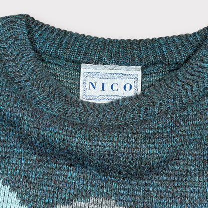 1990s VINTAGE NICO KNITTED GOLF JUMPER (L)