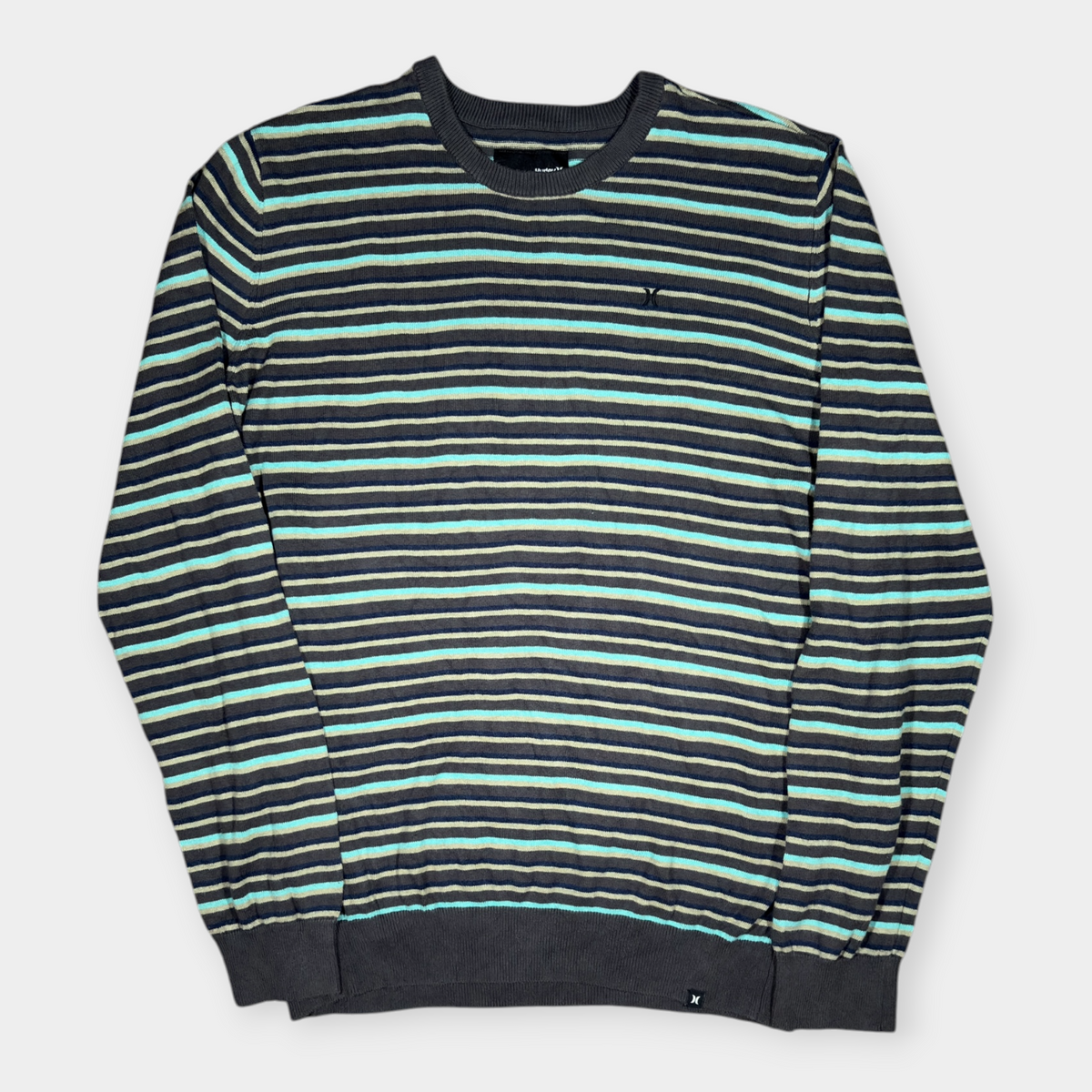 HURLEY | Y2K MULTICOLOURED STRIPED SURF SWEATSHIRT (M)
