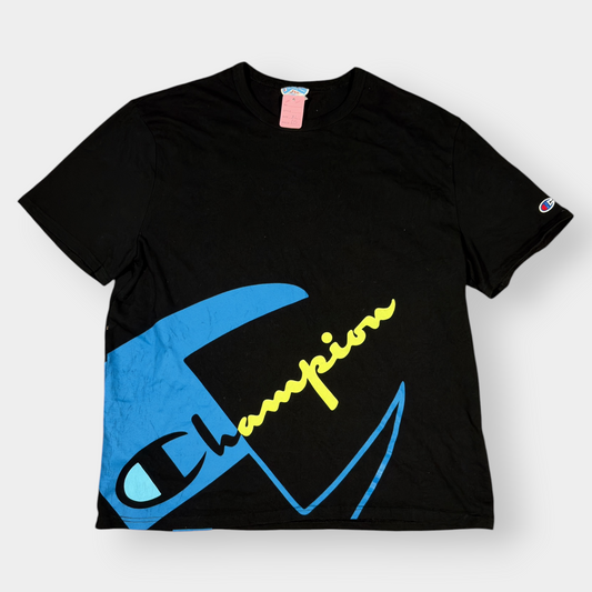 CHAMPION | 1990s VINTAGE BLACK GRAPHIC PRINT TEE (XL)