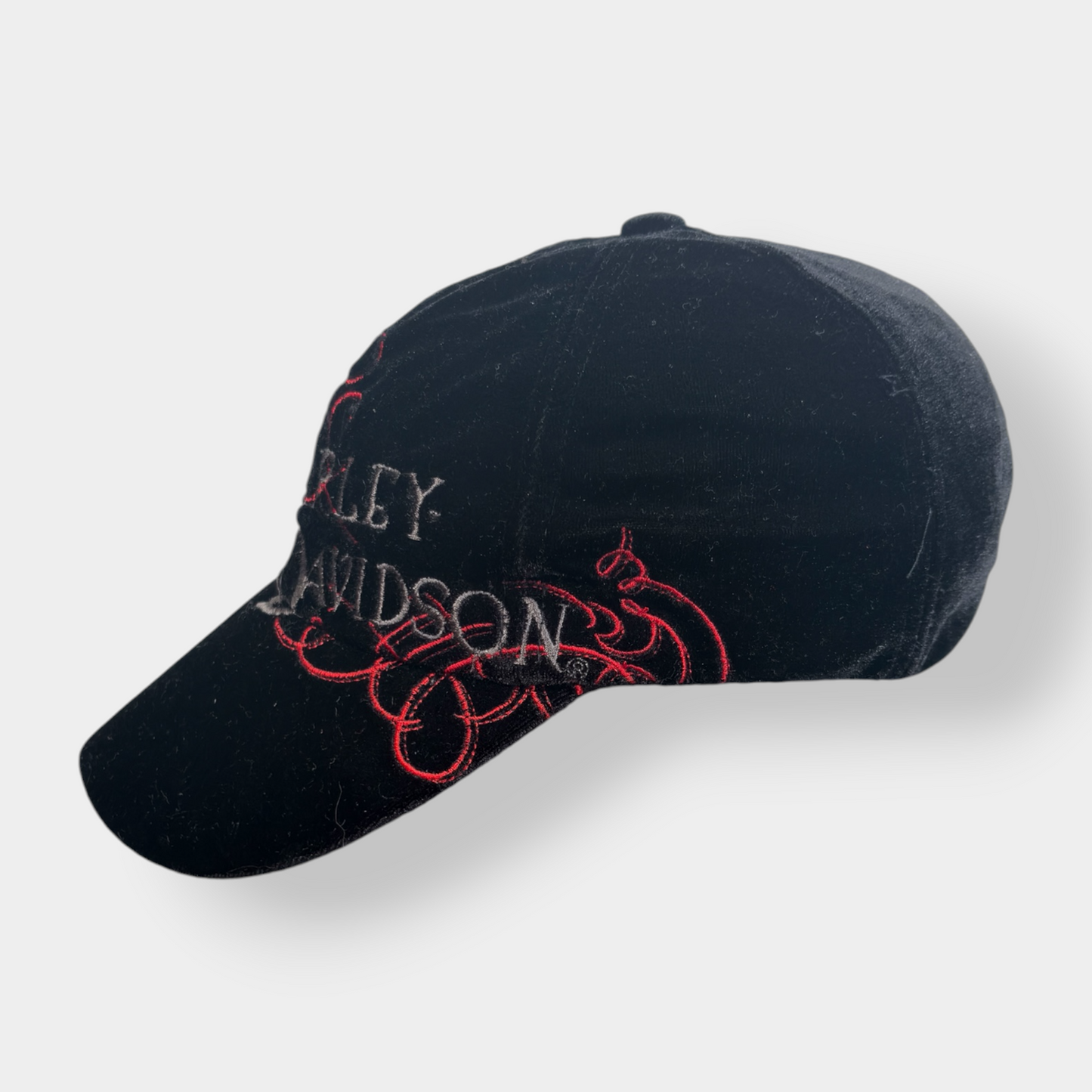 HARLEY DAVIDSON | BLACK VELOUR Y2K VINTAGE CAP