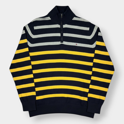 TOMMY HILFIGER | VINTAGE MULTICOLOUR STRIPED 1/4 ZIP (XL)