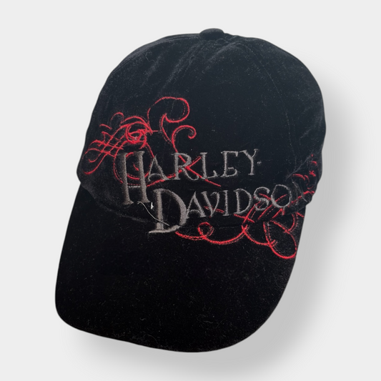 HARLEY DAVIDSON | BLACK VELOUR Y2K VINTAGE CAP