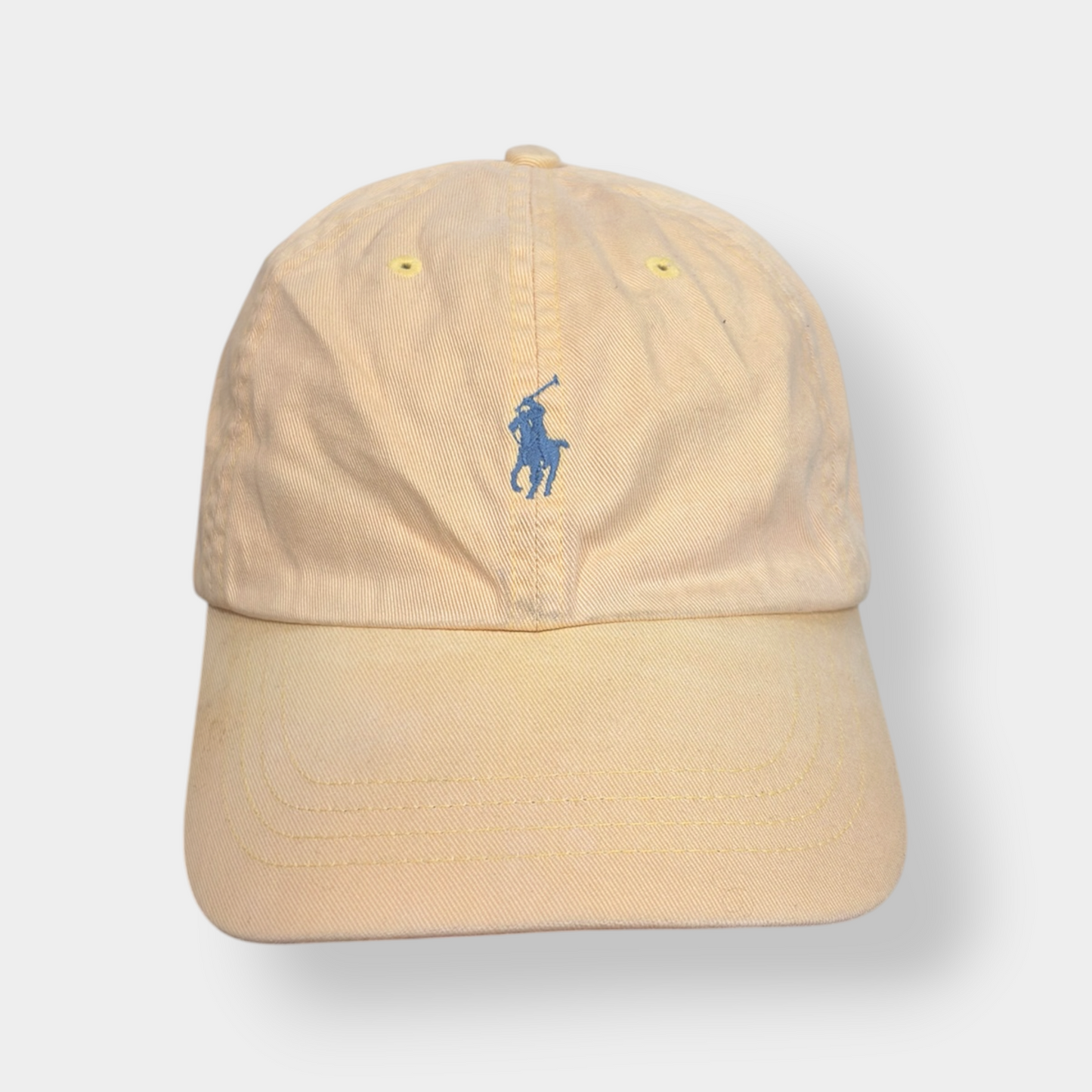 RALPH LAUREN POLO | LIGHT YELLOW ICONIC PONY LOGO BASEBALL CAP WITH LEATHER STRAP
