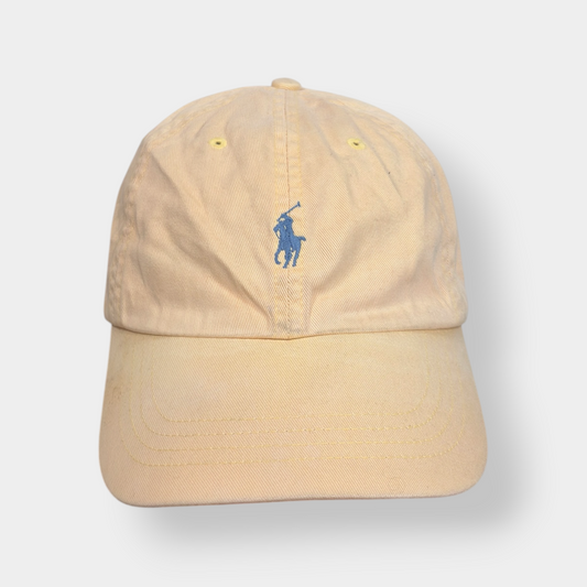 RALPH LAUREN POLO | LIGHT YELLOW ICONIC PONY LOGO BASEBALL CAP WITH LEATHER STRAP