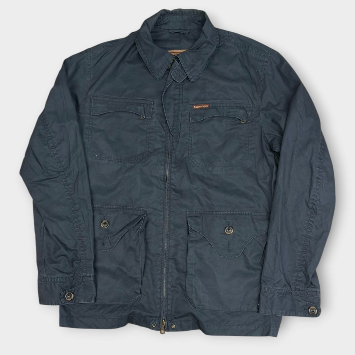MARLBORO CLASSICS | 1990s VINTAGE NAVY UTILITY JACKET (L)
