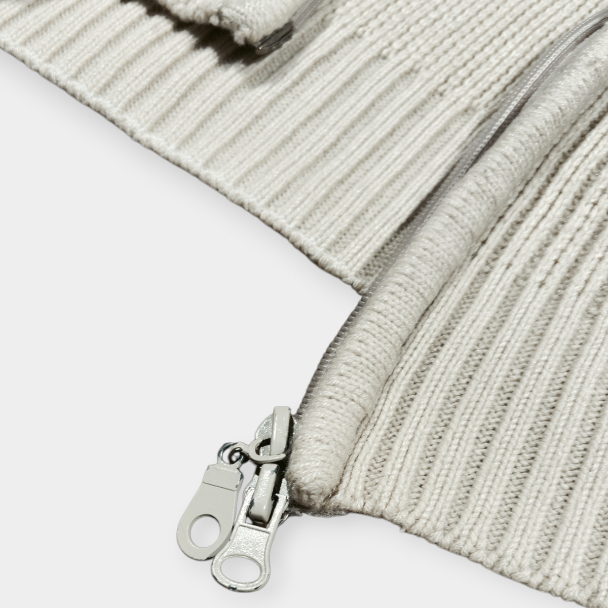 PAUL & SHARK | 90's VINTAGE CREAM KNITTED ZIP UP FLEECE (M)