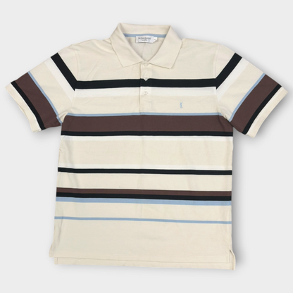 YVES SAINT LAURENT | 1990s STRIPED POLO SHIRT (XL)