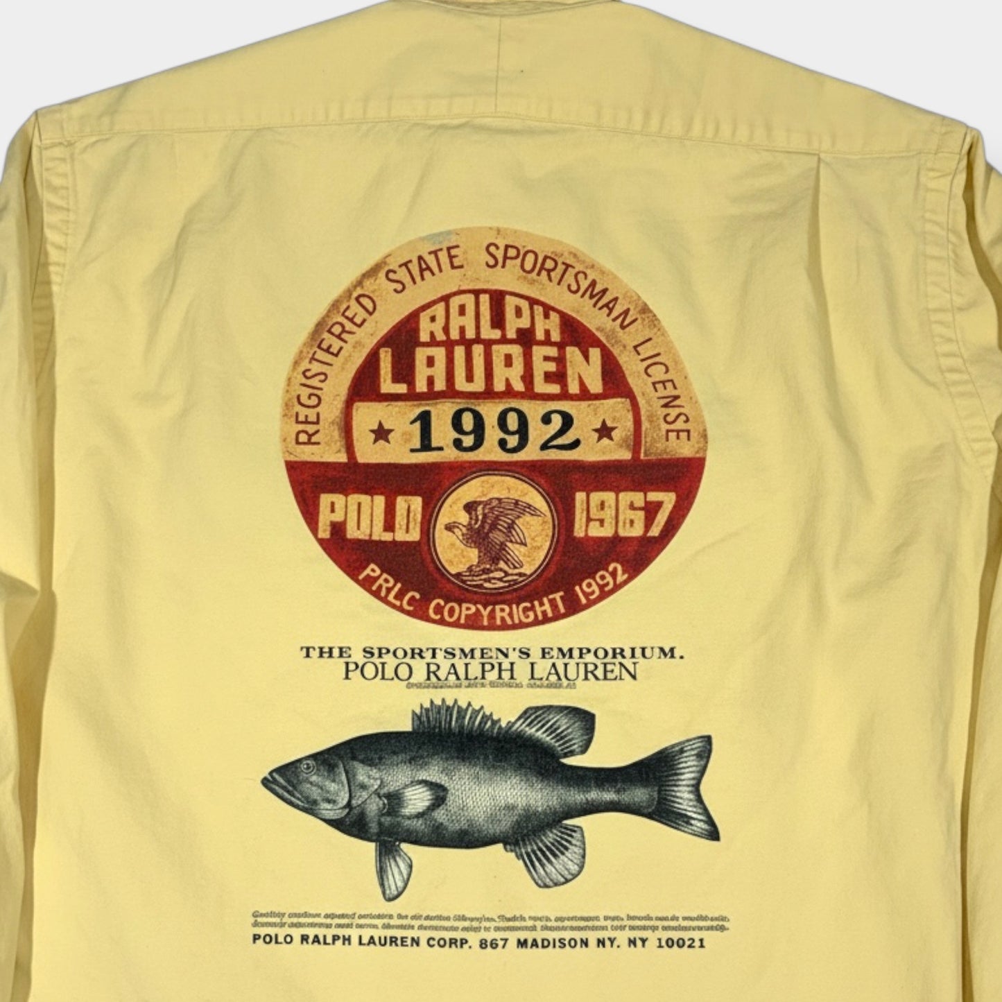 RALPH LAUREN | Rare  Vintage 1992 Sportsman License Fishing Bass Button Up Shirt (M)