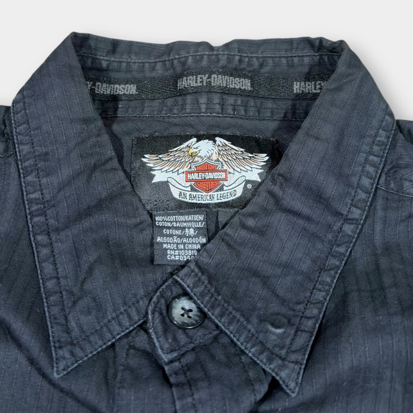 HARLEY DAVIDSON | BLACK LONG SLEEVE EMBROIDERED VINTAGE SHIRT (XL)