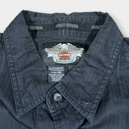HARLEY DAVIDSON | BLACK LONG SLEEVE EMBROIDERED VINTAGE SHIRT (XL)