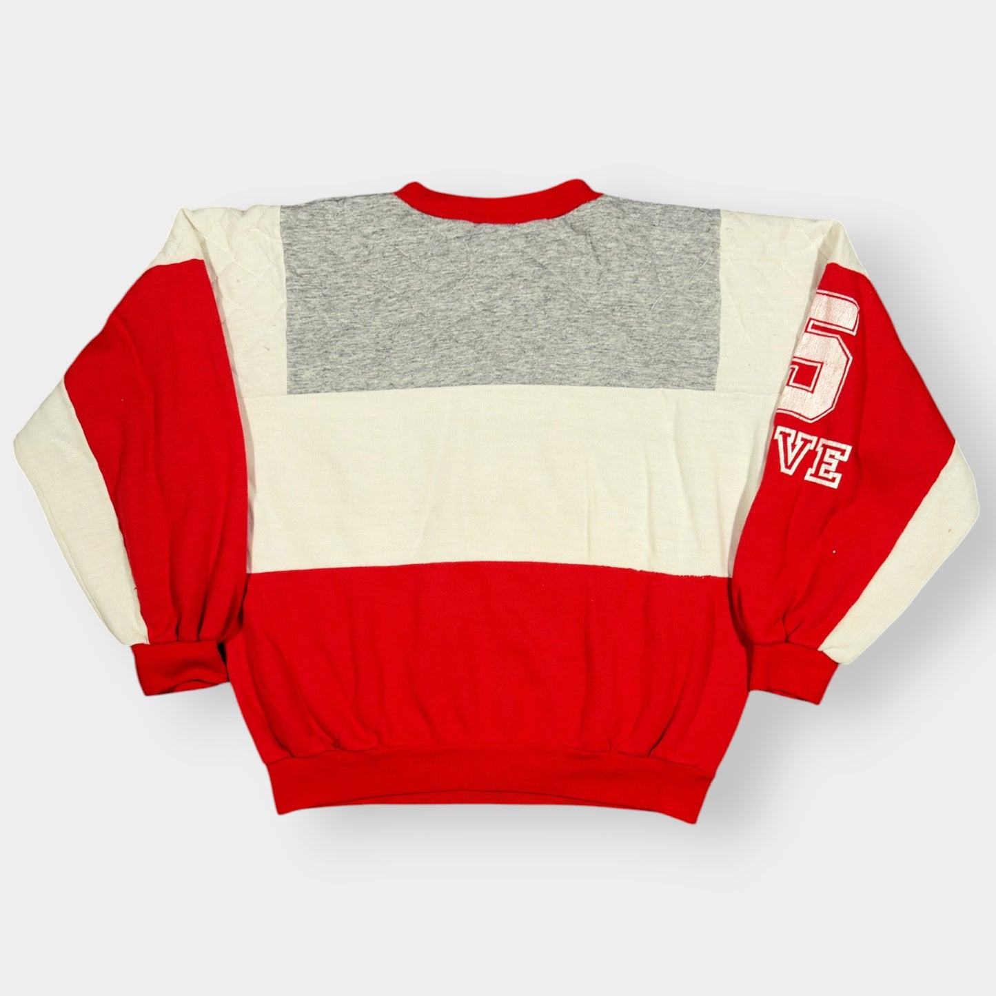 PUMA | 1980s VINTAGE RED COLOUR BLOCK SPELLOUT SWEATSHIRT (S)