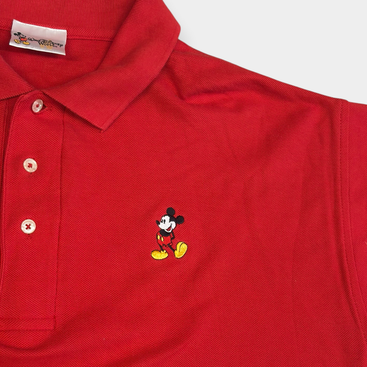 DISNEYWORLD | 1990s RED MICKEY MOUSE POLO SHIRT (XXL)