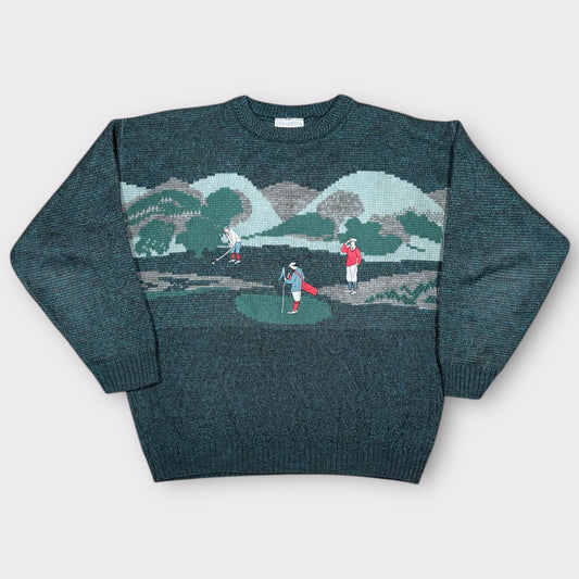 1990s VINTAGE NICO KNITTED GOLF JUMPER (L)