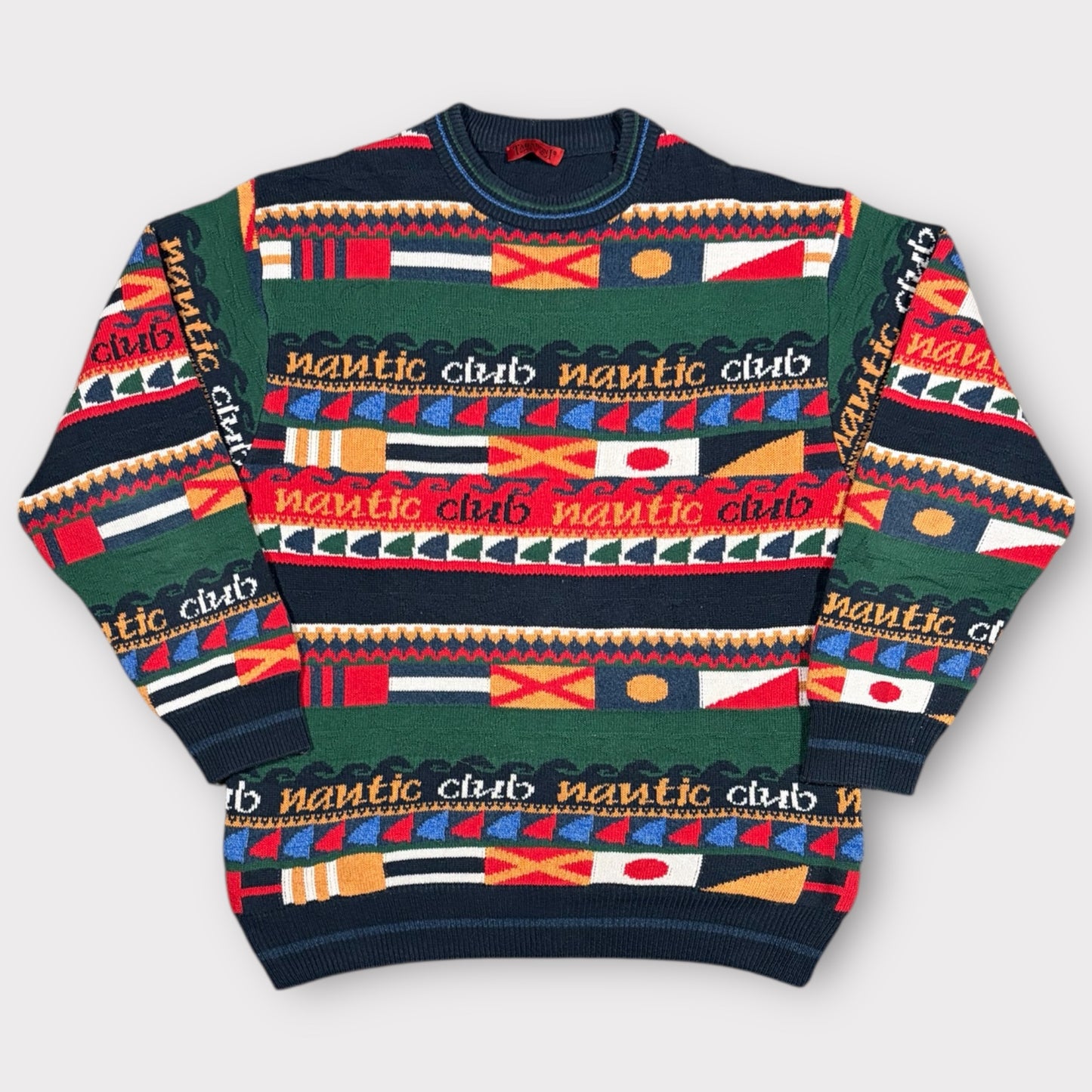 TABARONI 90s VINTAGE NAUTICAL PATTERNED SWEATER (XL)