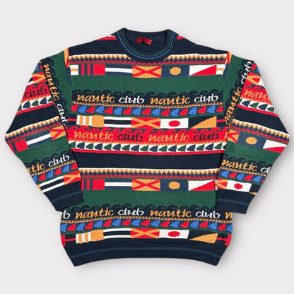 TABARONI 90s VINTAGE NAUTICAL PATTERNED SWEATER (XL)