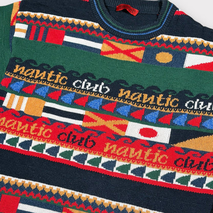TABARONI 90s VINTAGE NAUTICAL PATTERNED SWEATER (XL)