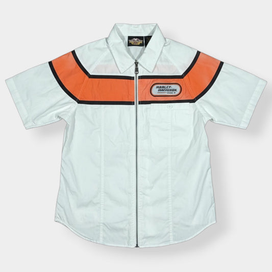 HARLEY DAVIDSON | VINTAGE SHORT SLEEVE ZIP UP SHIRT (S)