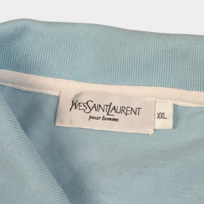 YVES SAINT LAURENT | 2000s VINTAGE BLUE SPELLOUT POLO SHIRT (XXL)