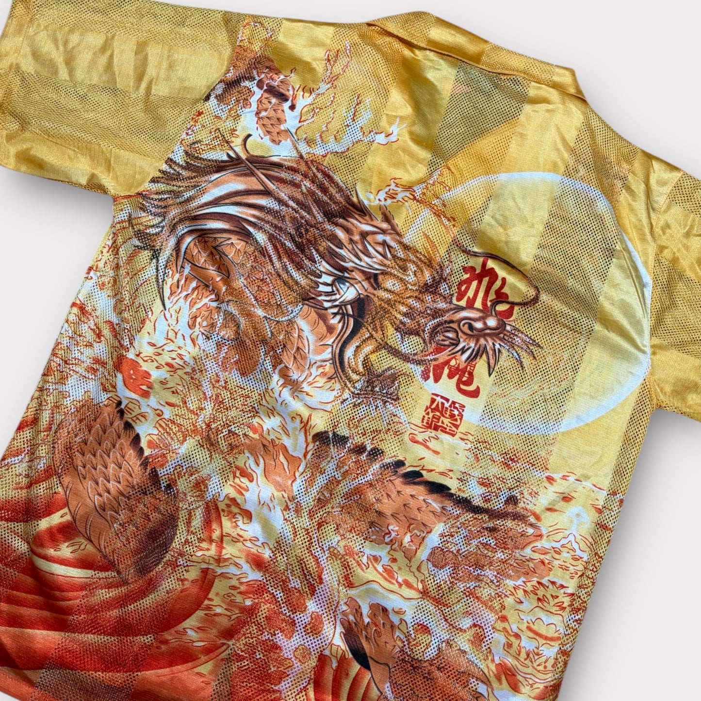 VINTAGE CHINESE DRAGON MESH SHIRT (L)