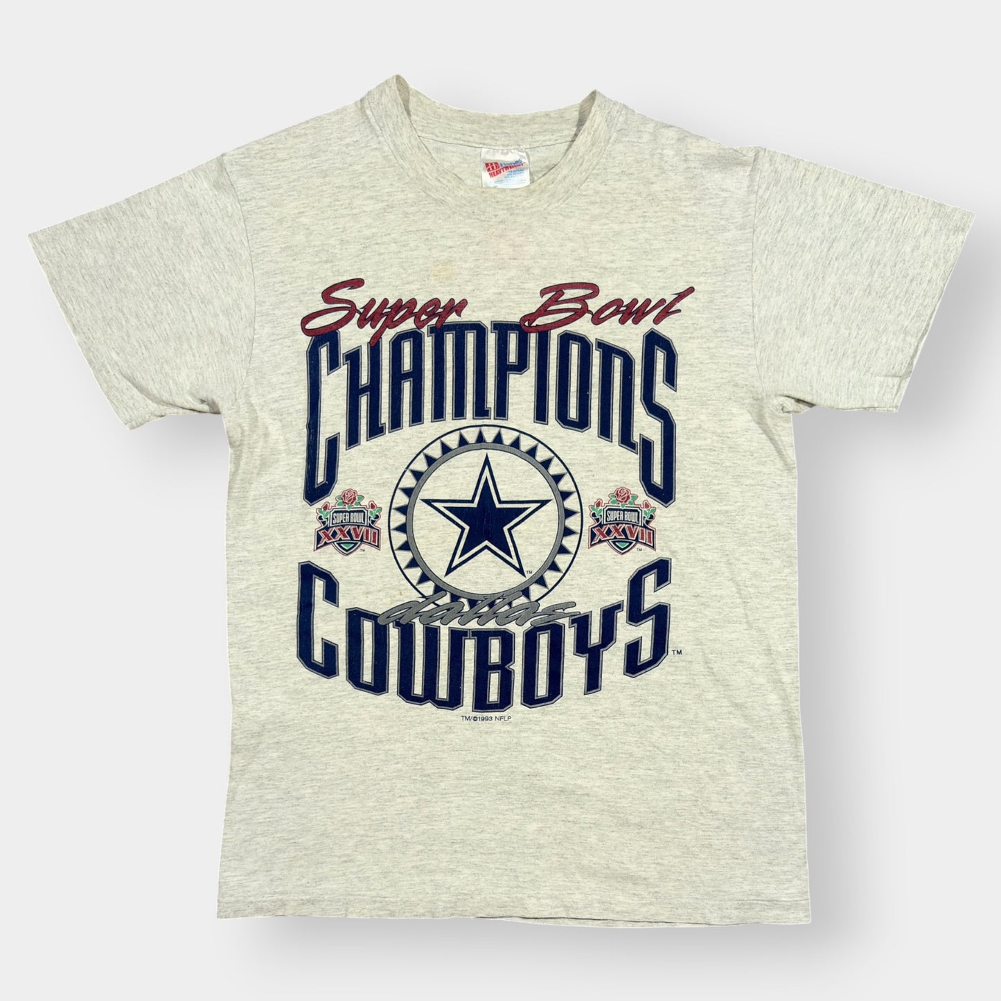 DALLAS COWBOYS | 1993 VINTAGE GREY SINGLE STITCH SUPER BOWL TEE (M)