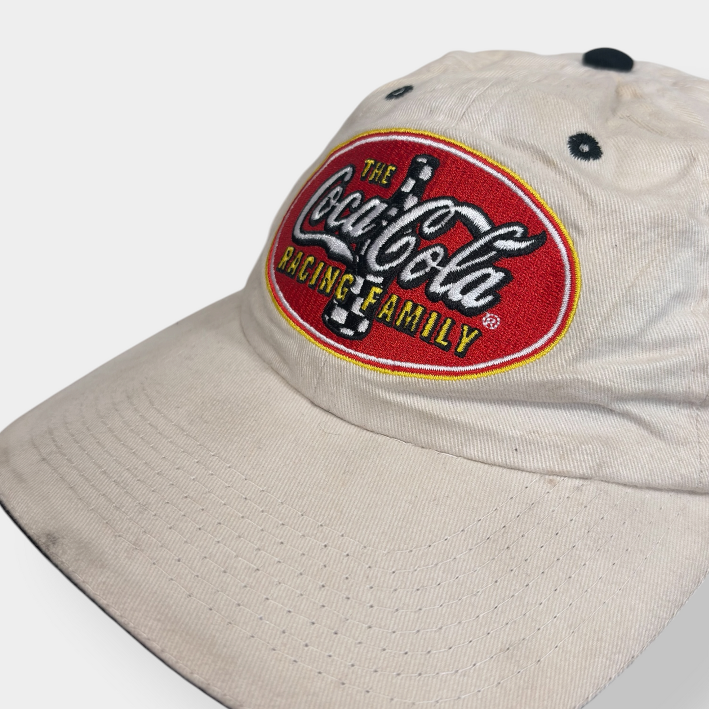 NASCAR X COCA-COLA | RARE 1990s VINTAGE BEIGE BASEBALL CAP
